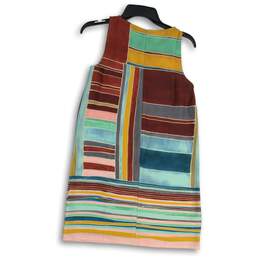 Loft Womens Multicolor Colorblock Round Neck Back Zip Sheath Dress Size XS alternative image