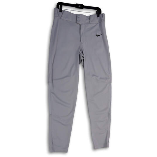 Mens Gray Flat Front Tapered Leg Baseball Athletic Pants Size Small image number 1