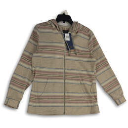 NWT Mens Multicolor Striped Long Sleeve Full-Zip Hoodie Size Large