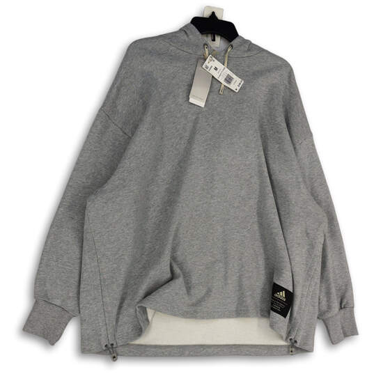 NWT Mens Gray Heather Long Sleeve Drawstring Pullover Hoodie Size M image number 1