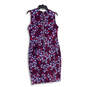 NWT Womens Purple Floral Sleeveless Round Neck Back Zip Sheath Dress Sz 12 image number 2