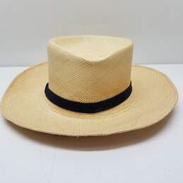 L.L Bean Black Band Beige Straw Hat Size M alternative image