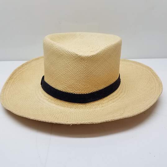 L.L Bean Black Band Beige Straw Hat Size M image number 2