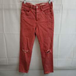Anthropologie high rise coral denim skinny jeans 27