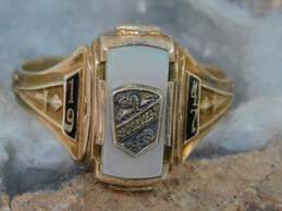 Vintage 10k Yellow Gold Mother Of Pearl 1947 Class Ring 2.9g