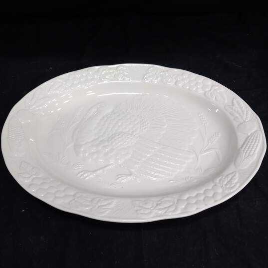 Large Cerami Oval Turkey Pattern 18' Platter image number 1