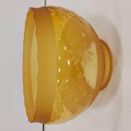 Vintage Amber Etched Floral Glass Lamp Shade
