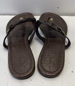 Tory Burch Croc Embossed Leather Thong Sandal Brown 8.5 alternative image