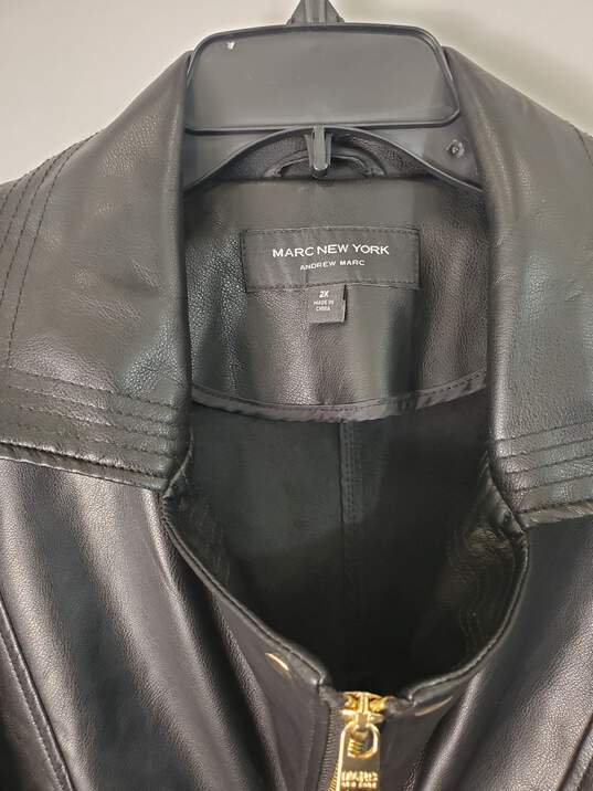 Buy the Marc NY Women Black Pleather Jacket 2X | GoodwillFinds