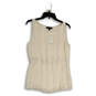 NWT Womens White Pleated Round Neck Sleeveless Pullover Tank Top Size 6 image number 1