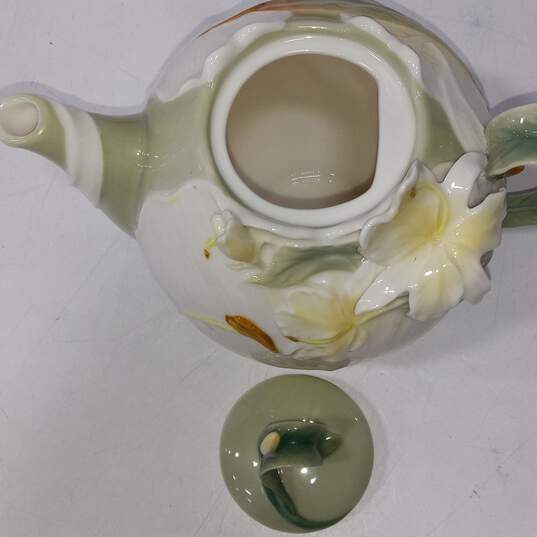 Pier 1 Imports Ginger Lily Hand-Painted Porcelain Teapot image number 4