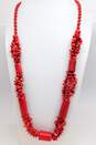 Artisan Dyed Coral & Onyx Beaded Multi Strand Necklace image number 2