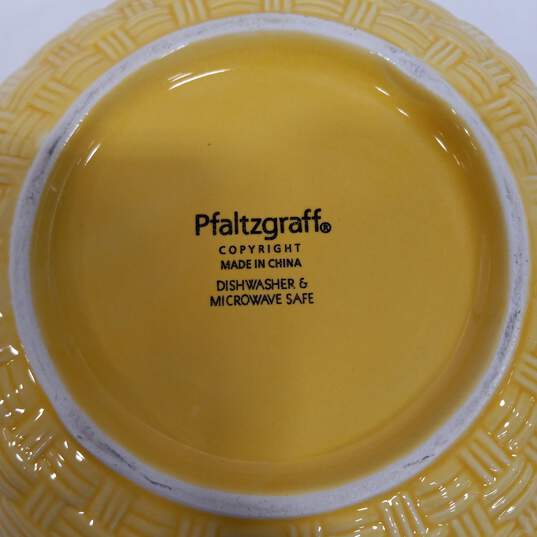 Pfaltzgraff 10" Yellow Ceramic Basket Weave Bowl image number 4