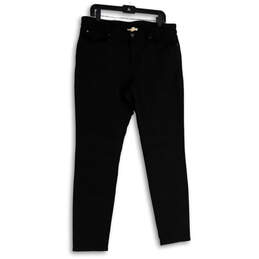 Womens Black Denim Dark Wash 5-Pocket Design Skinny Leg Jeans Size 14