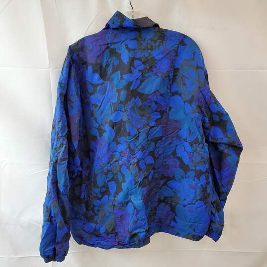 Dark Blue Floral Half Zip Jacket image number 2