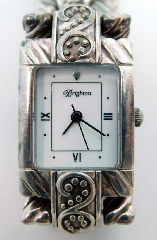 Brighton Designer Silver Tone CZ & Open Heart Bracelet With Sayan Analog Watch 103.4g image number 3