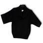 Womens Black Knitted Cowl Neck Short Sleeve Stretch Pullover Sweater Size S image number 1