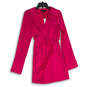 NWT Womens Hot Pink Satin Collared Cuff Detail Long Sleeve Wrap Dress Sz 0 image number 1