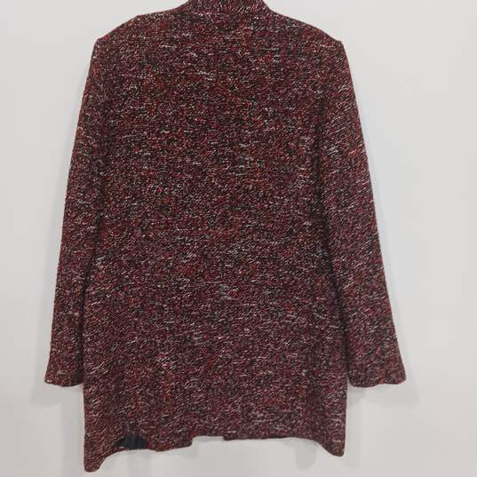 Calvin Klein Women's Red/White/Black Open-Front Tweed Topper Jacket/Coat/Blazer (No Closure) Size 14 image number 4