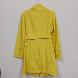 NWT Womens Yellow Button Long Sleeve Collared Belted Trench Coat Size Large alternative image