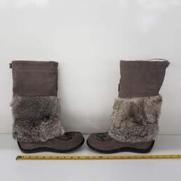 Muk Luks Snowy Owl Rabbit Fur & Suede Women's Winter Boots Size 5 alternative image
