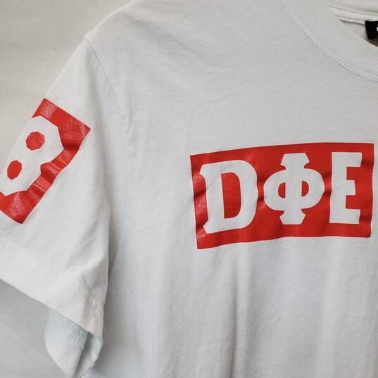 Diesel Greek Lettering White Red T-Shirt Size XXL image number 2
