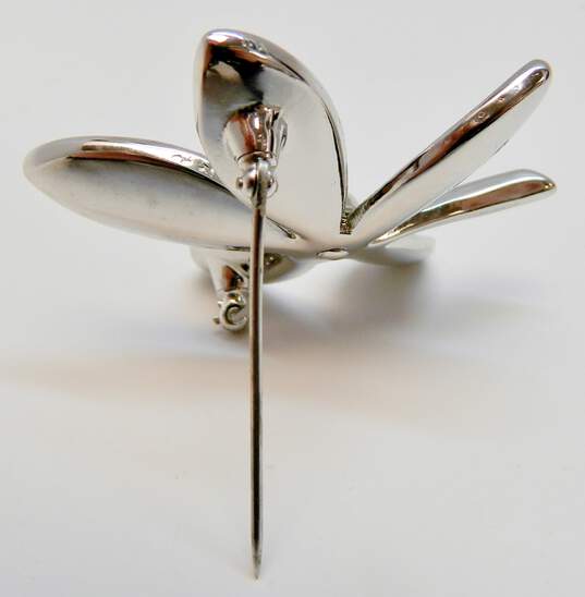 Vintage Crown Trifari Brushed Silver Tone Flower Brooch 26.6g image number 3