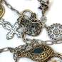Designer Lucky Brand Silver-Tone Link Chain Cross Various Charm Necklace image number 4