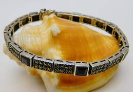 Judith Jack Designer 925 Marcasite & Onyx Panel Bracelet 17.3g