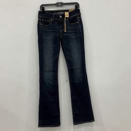 NWT American Eagle Womens Blue Denim Dark Wash Bootcut Leg Jeans Size 4L