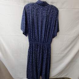 Jack Mulqueen Blue Silk Collared Maxi Dress Size 10 alternative image