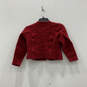 Womens Red Long Sleeve Wool Button Cropped Cardigan Sweater Size XL image number 2