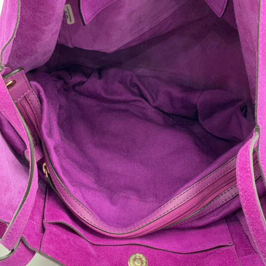 Womens Purple Suede Inner Pockets Double Handle Magnetic Shoulder Bag image number 4