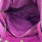 Womens Purple Suede Inner Pockets Double Handle Magnetic Shoulder Bag image number 4