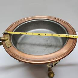 Vintage Copper Brass Chafing Dish Serving Food Warmer Buffet Fondue Burner alternative image
