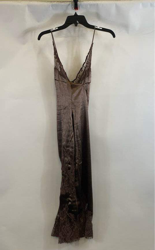 Anthropologie Women's Brown Lace/Satin Slip Dress- XSP image number 2