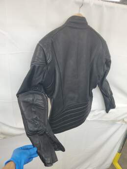 VTG. Mn Motodress Echets Leder Futter Black Leather Zip Jacket Sz 54 alternative image