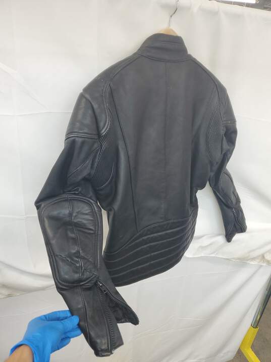VTG. Mn Motodress Echets Leder Futter Black Leather Zip Jacket Sz 54 image number 2