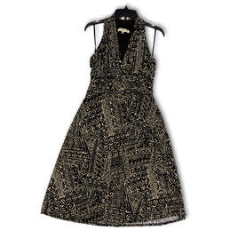 Womens Black Tan Geometric Print Sleeveless Fit And Flare Dress Size 8
