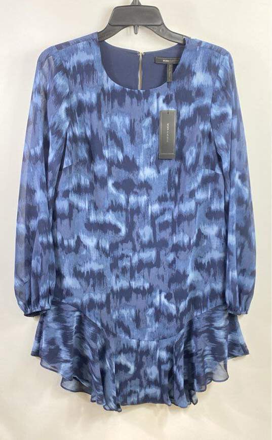 BCBGMAXAZRIA Women Blue Jacquard Print Midi Dress S image number 1