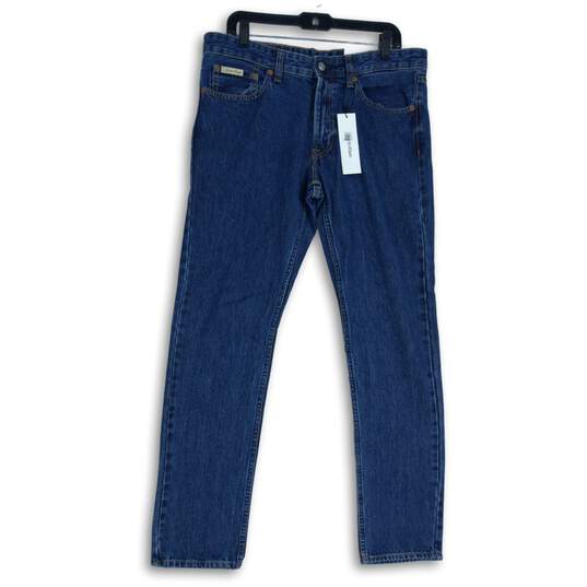 NWT Calvin Klein Womens Blue Denim Dark Wash Slim Fit Skinny Jeans Size 32X32 image number 1