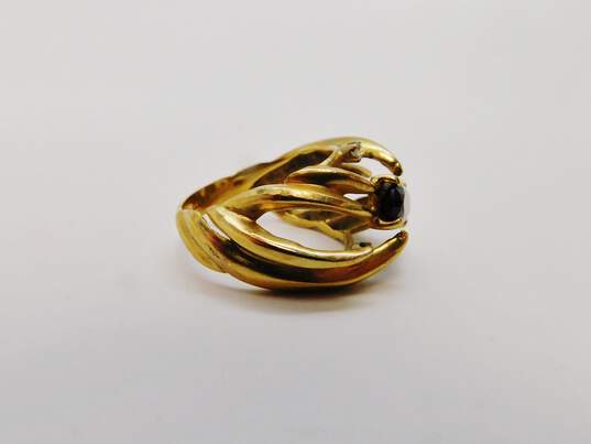14K Yellow Gold Garnet & Diamond Accent Open Swirl Wide Band Ring 6.0g image number 4