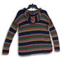 Womens Multicolor Striped Long Sleeve Kangaroo Pocket Pullover Hoodie Sz S image number 2