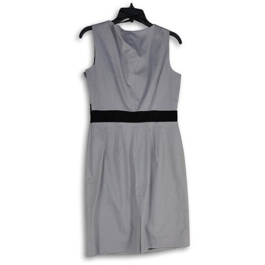 NWT Womens Black Gray Sleeveless Knee Length Front Zip Sheath Dress Size 8 image number 2