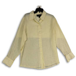 NWT Womens Beige Collared Long Sleeve Regular Fit Button-Up Shirt Size 16