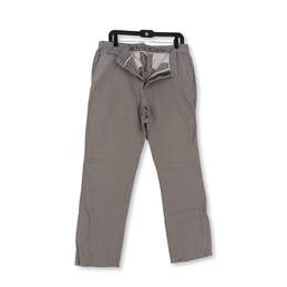 Mens Gray Flat Front Pockets Straight Leg Chino Pants Size 33X32