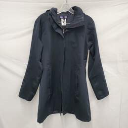 Patagonia WM's Black Polyester Nylon Blend Long Hooded Jacket Size SM