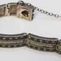 FAS Sterling Silver Marcasite Panel Link 7inch Bracelet W/Safety Chain 21.9g image number 4
