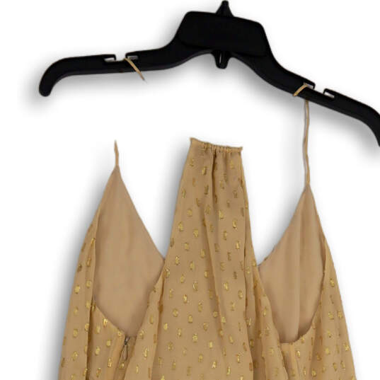 NWT Womens Gold Ruffle V-Neck Spaghetti Strap Sleeveless Mini Dress Size 14 image number 4