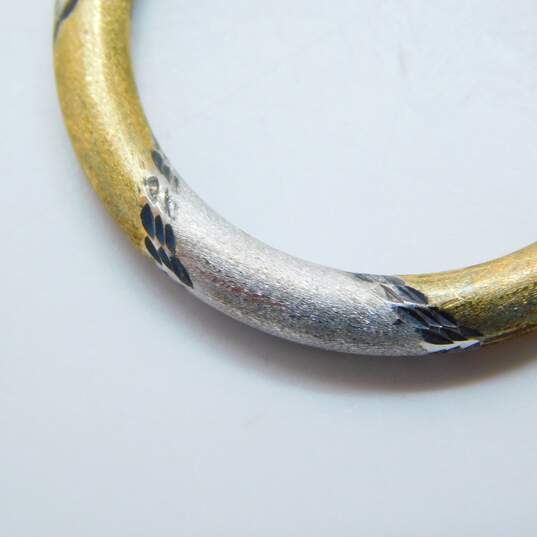 Fancy 10k Two Toned Gold Etched Hoop Earrings 5.2g image number 3